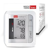 boso medistar+ – Handgelenk Blutdruckmessgerät mit Speicher für 90 Messungen, extra großem Display und Arrhythmie-Erkennung – Inkl. Handgelenkmanschette (13,5-21,5 cm), weiß