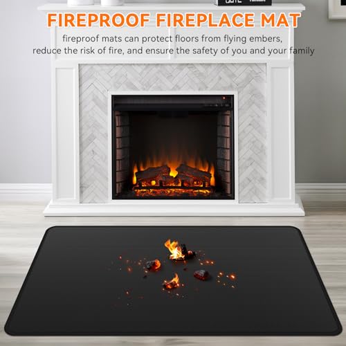 Fireplace Mat Fireproof, 48 x 30 Inch Hearth Rugs for Fireplaces Fire Resistant, Indoor Fire Pit Wood Stove Pads, Outdoor Under Grill Mats, Protect Floors and Decks from Sparks Embers - Thumbnail 4