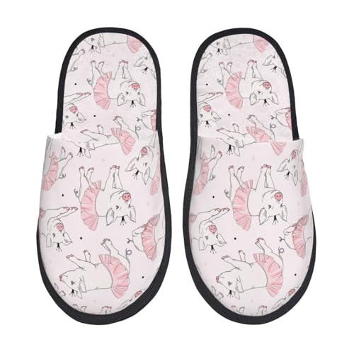 Cute Piggy Ballerina Print Women Slippers Home Furry Shoes Keep Men Couples Shoes Warm For Women-