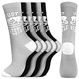Suhine 6 Pairs Wrestling Socks Athletic Mid Calf Woven Wrestle Socks Wrestling Gifts for Adult Men Women Wrestler Team Gifts(Black, Gray)