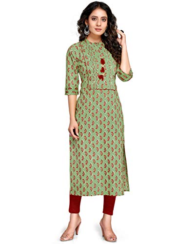 Image of Rajnandini Women's Pure Cambric Cotton Jaipuri Block Printed Kurti (JOPLJPR68C-P Orange P)