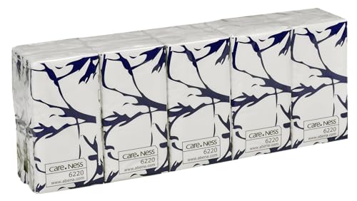 ABENA Pocket Tissues | Pack of 10 | 3 Ply | Travel Pack | Large Paper Hankies | Fragrance Free Packets Multipack