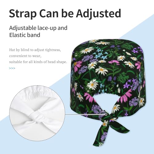 Image of Working Cap Scrub Cap with Sweatband | Adjustable Nurse Surgical Caps, for Men Women, Tie Back Hat