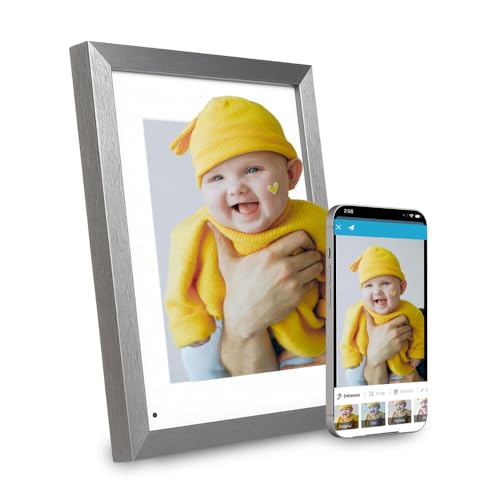 Gallery 10.1” HD WiFi Digital Picture Frame | Touch Screen with Easy Setup Free Photoshare App, Unique Gifts for Parents and Grandparents | Simply Smart Home | Chrome Finish