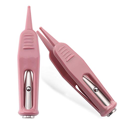 Image of Infant Nose Cleaning Tweezer with LED Light Round-Head Safe and Effective Clip Care Ear Nose Navel Clean Tool Nipper Plier Pincet Forceps for Relieves Stuffy Nose (Pack of 3)