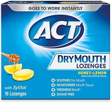 ACT Dry Mouth Lozenges With Xylitol, Sugar Free Honey-Lemon, 18 Count