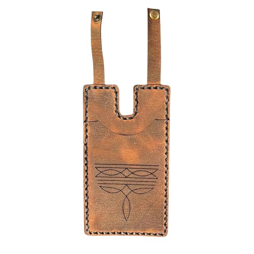 2025 fashion leather wallet, Handcrafted Small Leather western boot wallet with snap strap, Leather Boot Credit Card Holder, Suitable for all pull-on boot straps (Tawny)