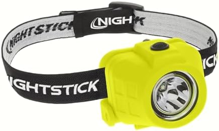 Nightstick XPP-5450G Intrinsically Safe Permissible Dual-Function Headlamp, Green 61mm | Powered by 3 accessible AAA cells - Light green high-vis outer collar - UL913 and ATEX certified zone shield
