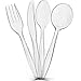 Plasticpro Clear Plastic Soup Spoons Disposable Cutlery Medium Weight Utensils 50 Count
