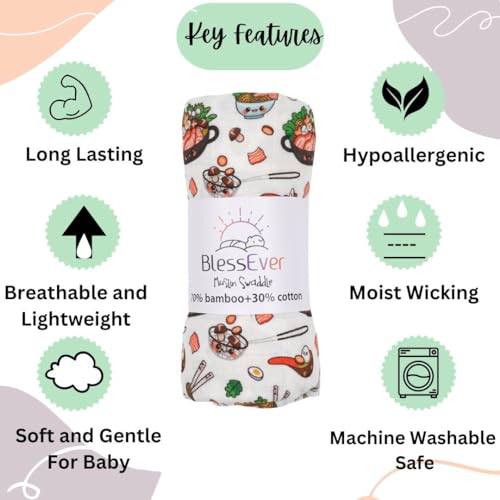 Image of Muslin Swaddle Blanket for Unisex, Soft Breathable and Skin-Friendly Baby Swaddles for Boys & Girls, Newborn Receiving Blanket, Hot Pot Blankets Babies, Large 42 x 47 inches