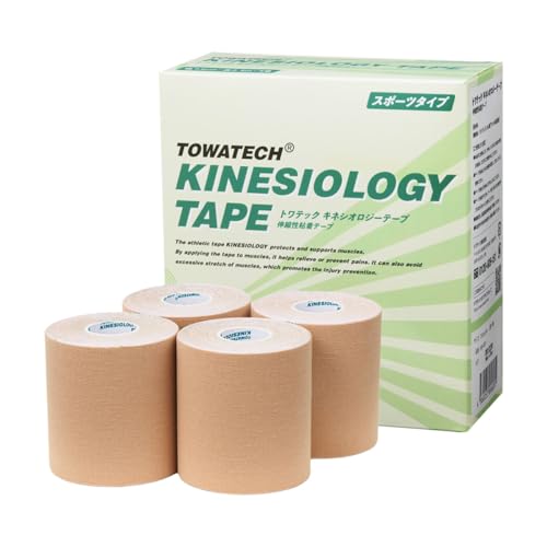トワテック キネシオロジーテープ 75mm×5m 4巻 スポーツタイプ 伸縮 膝 肩 指 足首 手首 ふくらはぎ 足裏の商品画像（Amazon）
