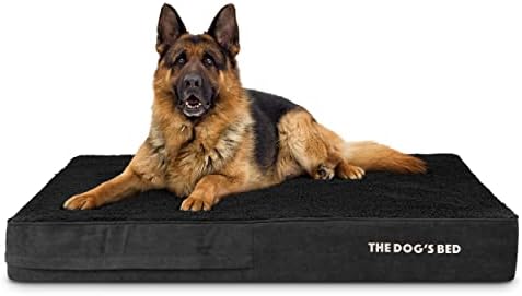 The Dogs Bed Orthopaedic Dog Bed Large Grey Plush 101x64x15cm, Waterproof Memory Foam Dog Bed