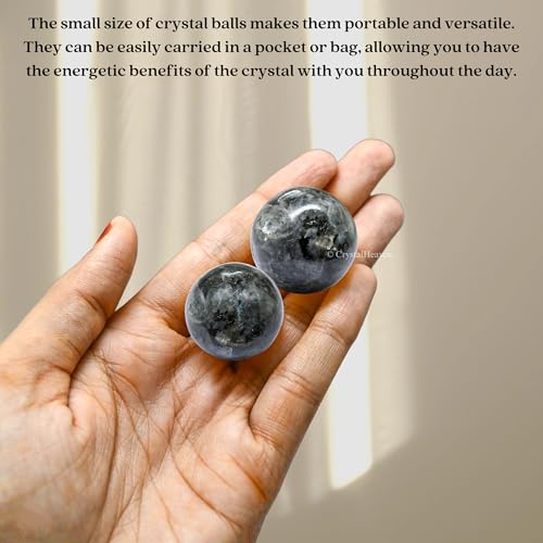 Image of Certified Larvikite Crystal Ball for Meditation - Premium Crystal Vastu Items for Home and Feng Shui Items for Good Luck - Ideal for Pooja Supplies and Spiritual Practices (1 Inch)