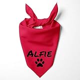 bandane cani personalizzate Stampa uniforme uniforme: la personalizzazione non è un adesivo o un nome ricamato, ma è stampata in modo permanente in tessuto. Il nome è stampato con la grafica per creare un design continuo e liscio sulla sciarpa a triangolo.