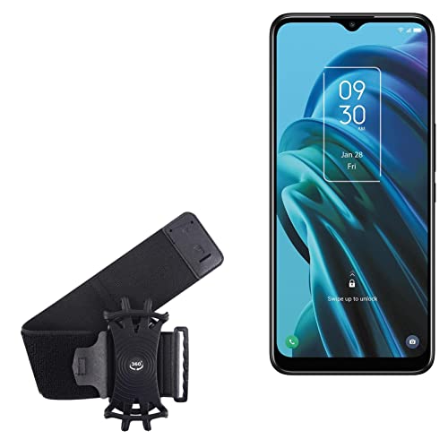 BoxWave Holster Compatible with TCL 30 XE 5G - ActiveStretch Sport Armband, Adjustable Armband for Workout and Running - Jet Black