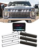 6Pcs LED Grill Light for 2025 2024 Chevrolet Silverado Raptor Grille Lights Amber Warning Front Bumper Light Silverado Accessories 2019-2023 (White)