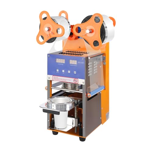 Cup Sealer Machine 400W Electric Sealing Automatic Machine 90/95/70/75mm Automatic Cup Sealer Machine with LED Display Electric Eye Sensor, Stainless Steel Cup Sealing Machine Bubble Tea Shop