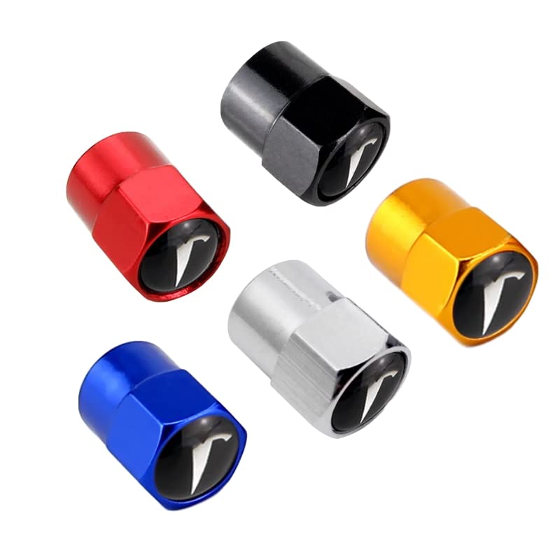 4 Stuks Auto Ventieldoppen Voor Tesla Model 3 X Model Y S Roadster,Auto Stofdicht Anti Diefstal Corrosie Bestendige Ventieldoppen Accessoires,C-Black