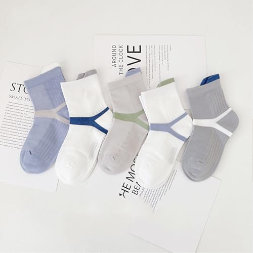 5 Pairs Boys Kids Cotton Ankle Socks with Heel Tab Mesh Breathable Eyelet Soft Athletic Crew Socks for Toddler3