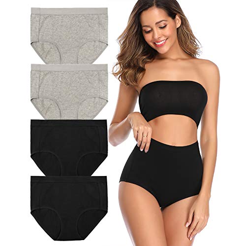 Image of Women's High Waist Cotton Underwear Soft Brief Panties Decorated with Lace Regular and Plus Size