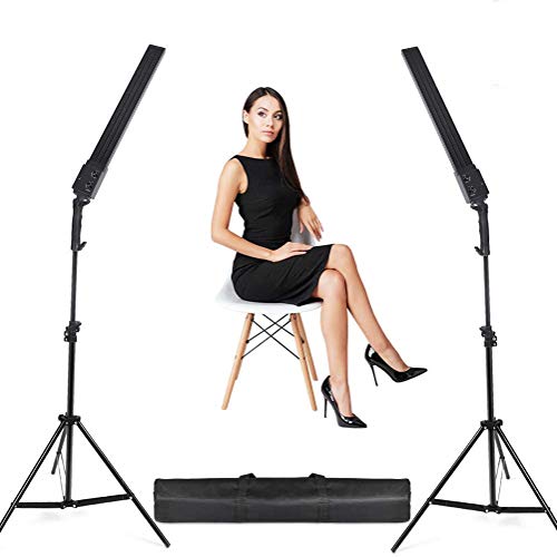 24W Bi-Color LED Dimmable Video Handheld Studio Lights 3200K~5500K Photography Continuous Output Lighting Lamps Kit with Stand Tripod for Camera Photo Studio Shooting,YouTube,Live-2Pack