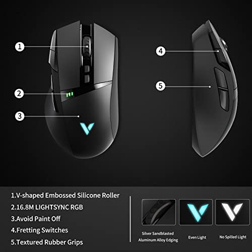 Rapoo Gaming Mouse, Wired And Wireless Dual Modes Rechargeable Ergonomic Design Optical, 11 Programmable Buttons, 5 Adjustable Customized Dpi, Rgb Backlight, Windows Desktop Laptop Pc #TOP2