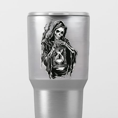 Image of Grim Reaper Holding Hourglass Tattoo Vinyl Bumper Decal Sticker for Windows, Cars, SUVs, Bikes, Laptops, Notebooks etc Waterproof (8 inch Inch)
