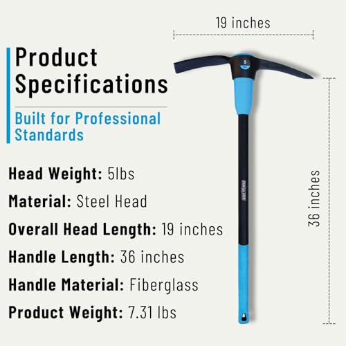 Mattock de acero con mango de fibra 36 in y cabeza 5 lb miniatura 6