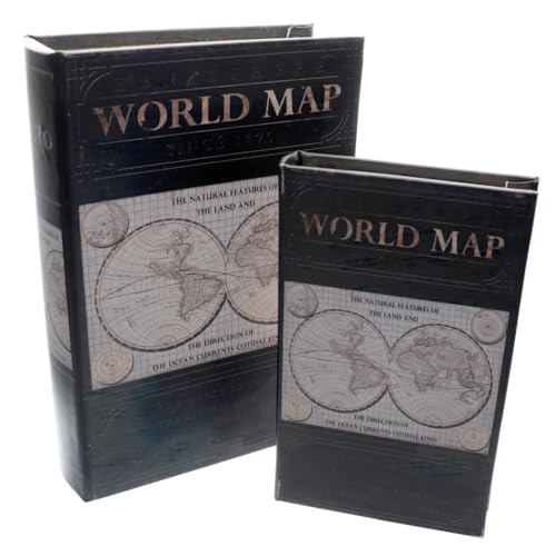 Jogo de 2 caixas livro em mdf e courino L18,5xP6xA26,5cm-PRETO - L Hermitage- Full Fit