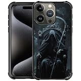 CARLOCA Compatible with iPhone 16 Pro Max Case, Design for Girl Shockproof Anti-Scratch Hard PC Back Case Fashion Pattern Black Robes Grim Reaper Throne Scythe