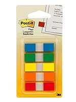 Post-it 683-5CF Flags, 11.9mm x 43.2mm, Assorted Primary Colors, 100 Flags