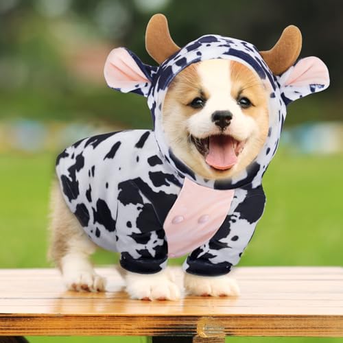 Pet Apparel Fantasia de vaca para cães médios fantasias de Halloween Dachshund Stitch fantasia buldo