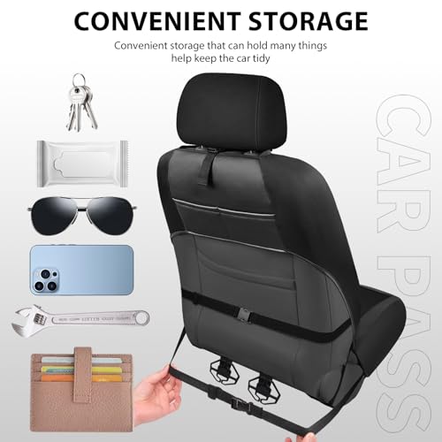 Image of CAR PASS Waterproof Car Seat Covers,Oxford Leather Front Seat Covers,All-Weather Non-Slip Durable,Universal Fit for SUVs Sedans Trucks Vans Automotive,Armrest Airbag Compatible,Emboss 2 Black