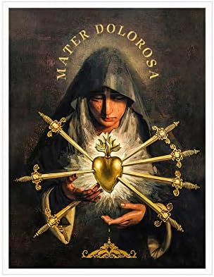 NONBER Vintage Poster of The Statue of Our Lady of The Seven Sorrows In The Church of San Carlo In Turin Canvas Painting Wall Art Poster Wall Decor 16x20inch（Unframed）