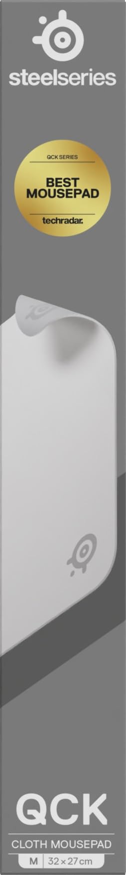 SteelSeries QcK, gamingowa podkładka, średnia - Biała - Antypoślizgowa silikonowa podstawa - Topowe śledzenie, stabilność - opt. dla czujników gamingowych - 320x270 mm - FPS, MOBA, RTS, MMO