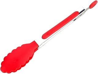 Kökstänger set 2 st/set mattång rostfritt stål kökstänger silikon nylon halkfri matlagningsklämma klämma BBQ salladsverktyg grill kökstillbehör för användning i köket (röd)