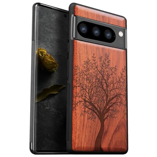 Coque Pixel 8 Pro antichoc et étui bois véritable Carveit gravé
