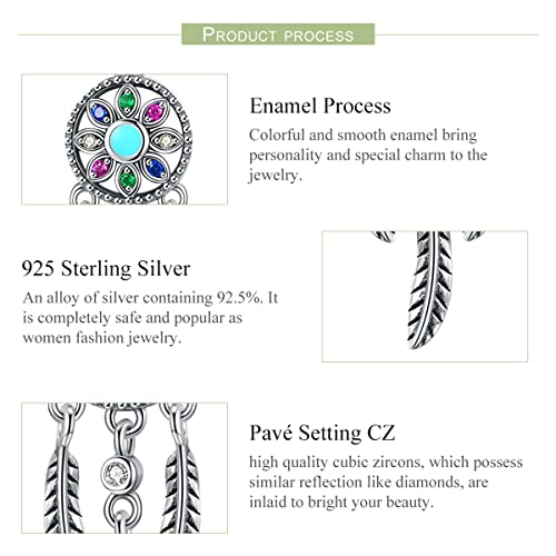 Image of BISAER Hamsa Hand Charm - Sterling Silver, Blue Gemstones Evil Eye, Fits Bangle, Bracelet, Necklace