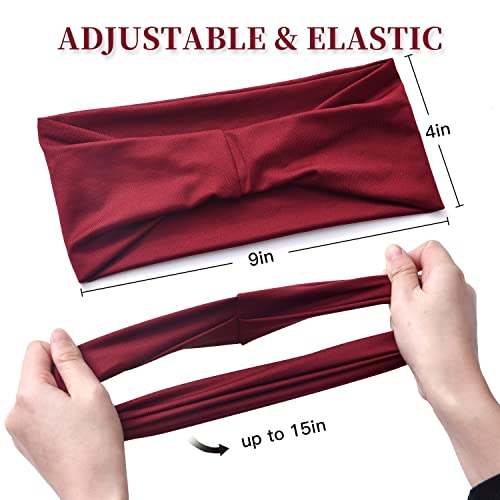 Carede 12 Pack Wide Headbands For Women No Slip Stretchy Boho Hair Bands Soft Elastic Yoga Workout Running Thick Headbands For Women's Hair,Wicking Sweat Head Bands Solid Colors Head Wrap #TOP1