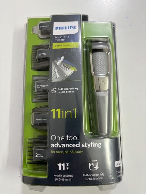 Multi Grooming Kit | 11-in-1 Trimmer: Face, Head and Body | All-in-one Trimmer for Men | Dual Cut Blades for Maximum Precision | 75 Mins Run Time with Quick Charge, MG3760/33