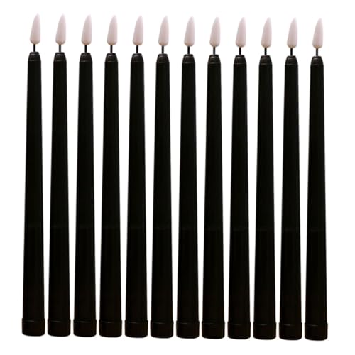 Bougies LED sans flamme coniques noires anti coulure pour décoration de mariage sûre