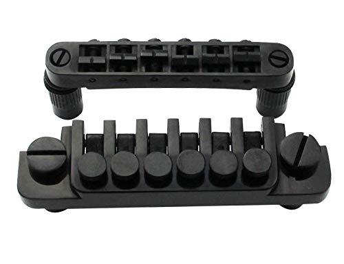 Guyker Guitar Tune-O-Matic Saddle Bridge Bm003 And Vintage Stop Bar Lock Tp6 Tailpiece Combo Replacement Compatible With Gibson Les Paul Lp Sg Style 6 Strings Electric Guitar (Black) #TOP1