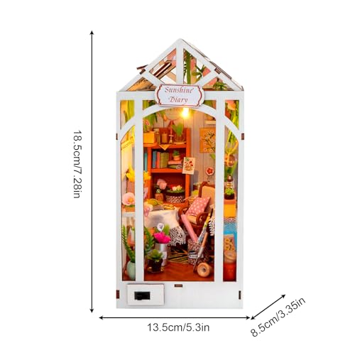 Kit maison miniature de livre bois premium serre lumineuse LED modélisme