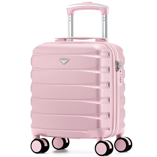 Flight Knight Lightweight Travel Suitcase 56x45x25cm | Hard Shell Carry On Luggage with Aluminum Telescopic Handle, 8 Wheel & TSA Lock | Approved for British Airways, Jet2 & EasyJet Overhead Bag