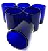 Hand Blown Mexican Drinking Glasses - Set of 6 Cobalt Tumbler Glasses (10 oz each)