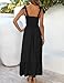 ZESICA Women's 2025 Summer Boho Spaghetti Strap Square Neck Solid Color Ruffle A Line Beach Long Maxi Dress,Black,Medium
