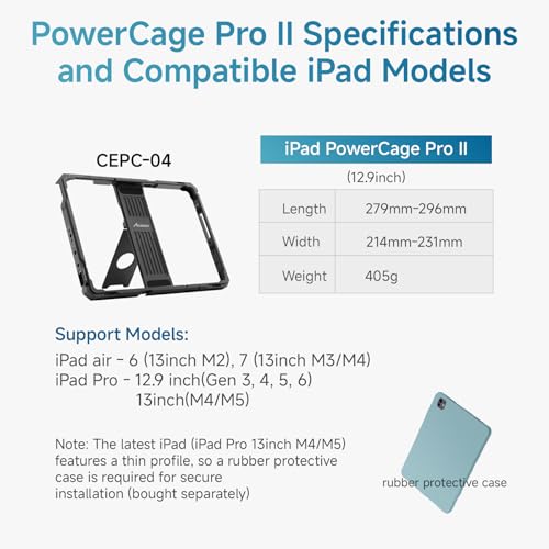 Image of Accsoon PowerCage ProⅡ Monitor Cage for 13 inch M4 /M5 2024 /2025 Pro Gen 3,4,5,6(2018 /20 /21 /22)& 13''Air 6 /7 with NP-F Battery Plate Adapter for SeeMo 4K /CineView HE /SE /Master 4K for Video Monitoring