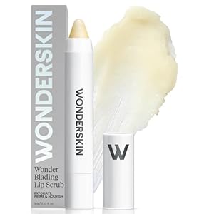 Wonderskin 3-in-1 Lip Scrub Exfoliator & Moisturizer, Lip Exfoliator Scrub, Hydrating Balm for Soft, Nourished, Flake-Free Lips with One-Step Prep, 0.10oz