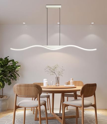 Lustre moderne à LED Wave noir 120cm réglable pour îlot de cuisine