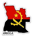 Squiddy Angola Map with Flag - Vinyl Sticker Decal for Phone, Laptop, Water Bottle - 3"